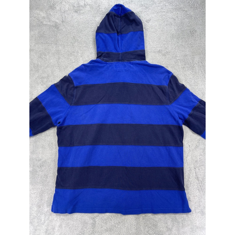 Polo Ralph Lauren Rugby Hoodie Mens XL Blue Striped Long Sleeve Polo Shirt Y2K - Picture 7 of 12